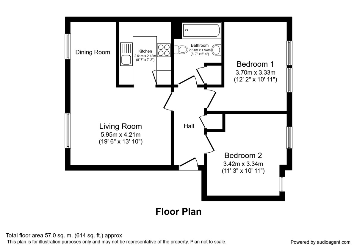 Floorplan of 2 bedroom  Flat to rent, Silchester Drive, Manchester, M40