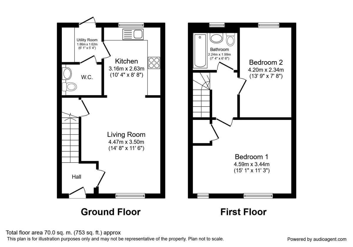 Floorplan of 2 bedroom Semi Detached House to rent, Winstanley Road, Manchester, M40