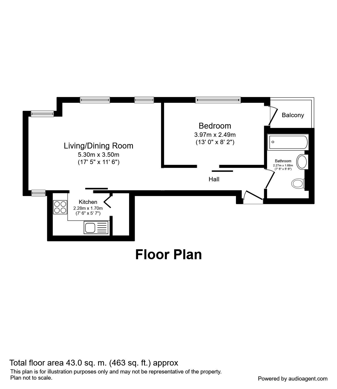 Floorplan of 1 bedroom  Flat to rent, Britannia Mills, 11 Hulme Hall Road, Greater Manchester, M15