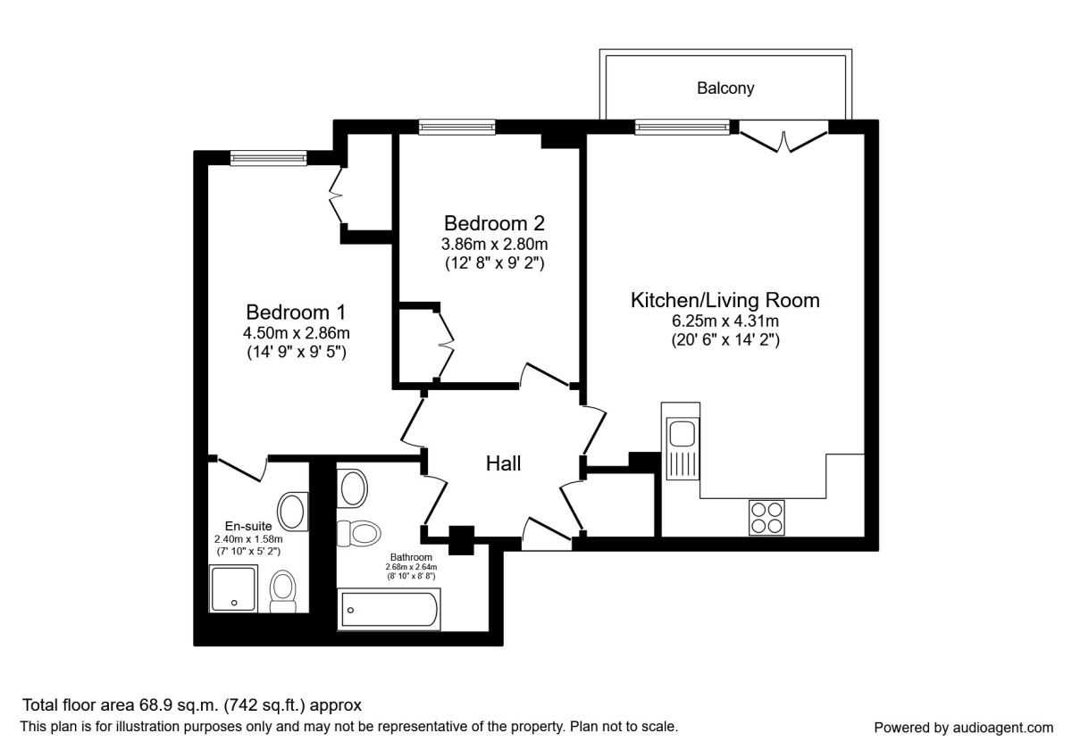 Floorplan of 2 bedroom  Flat to rent, City Road East, Manchester, M15