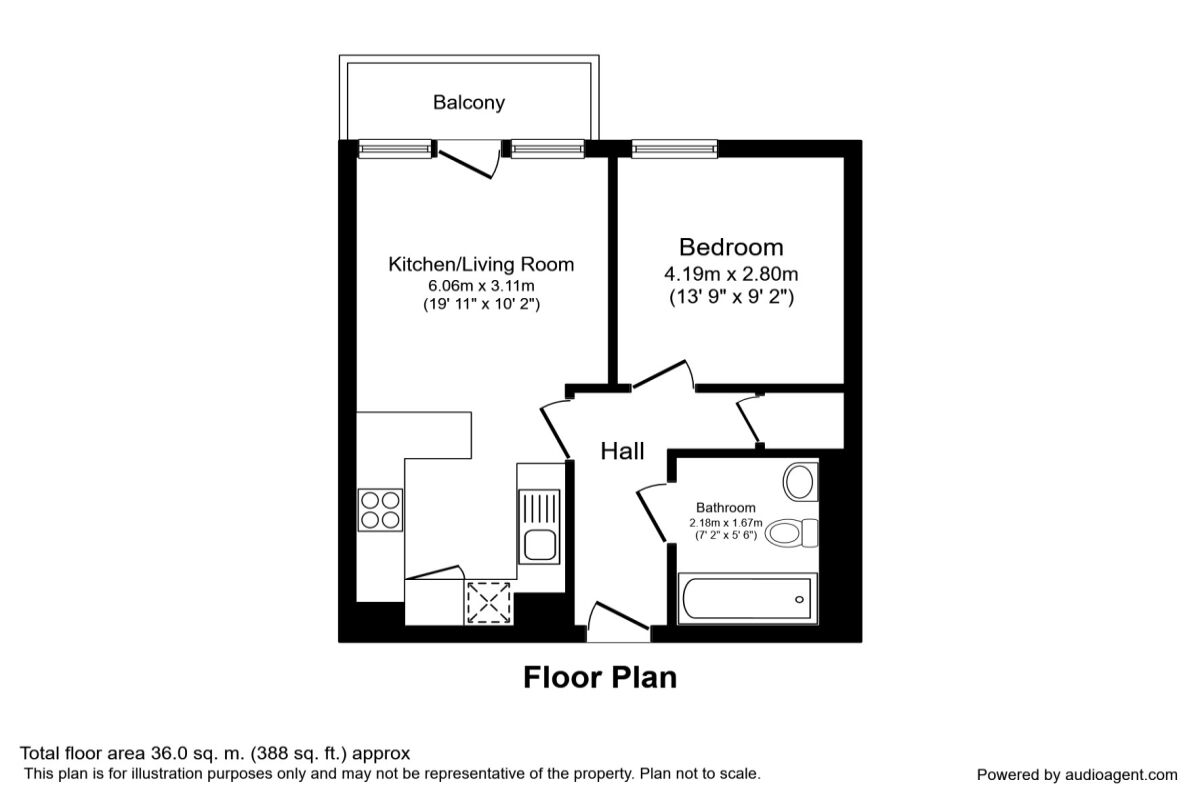 Floorplan of 1 bedroom  Flat to rent, Bury Street, Salford, M3