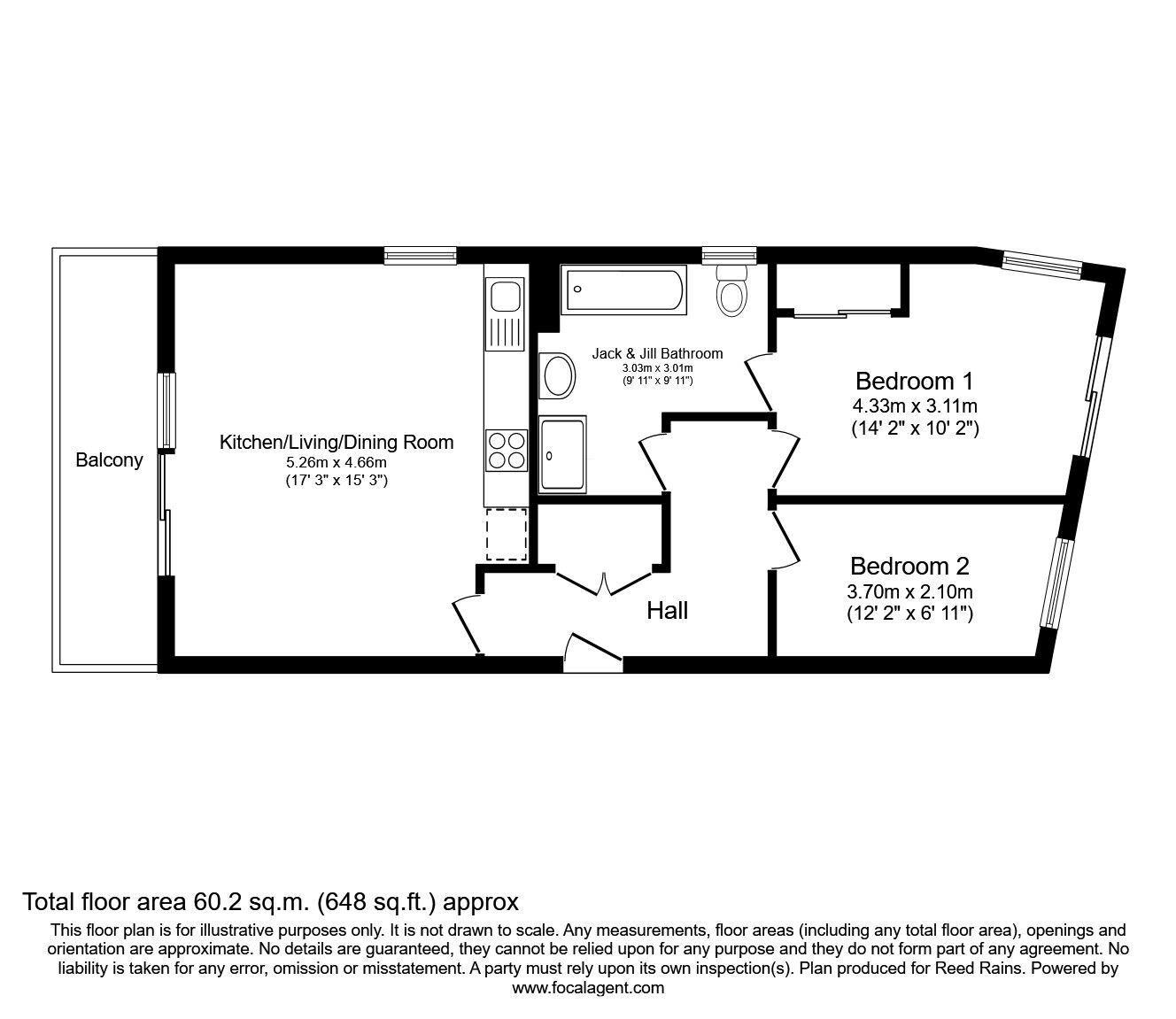 Floorplan of 2 bedroom  Flat to rent, The Waterfront, Openshaw, Greater Manchester, M11