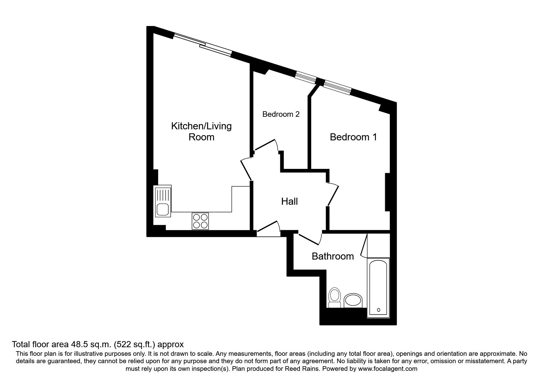 Floorplan of 2 bedroom  Flat to rent, Montana House, 136 Princess Street, Greater Manchester, M1