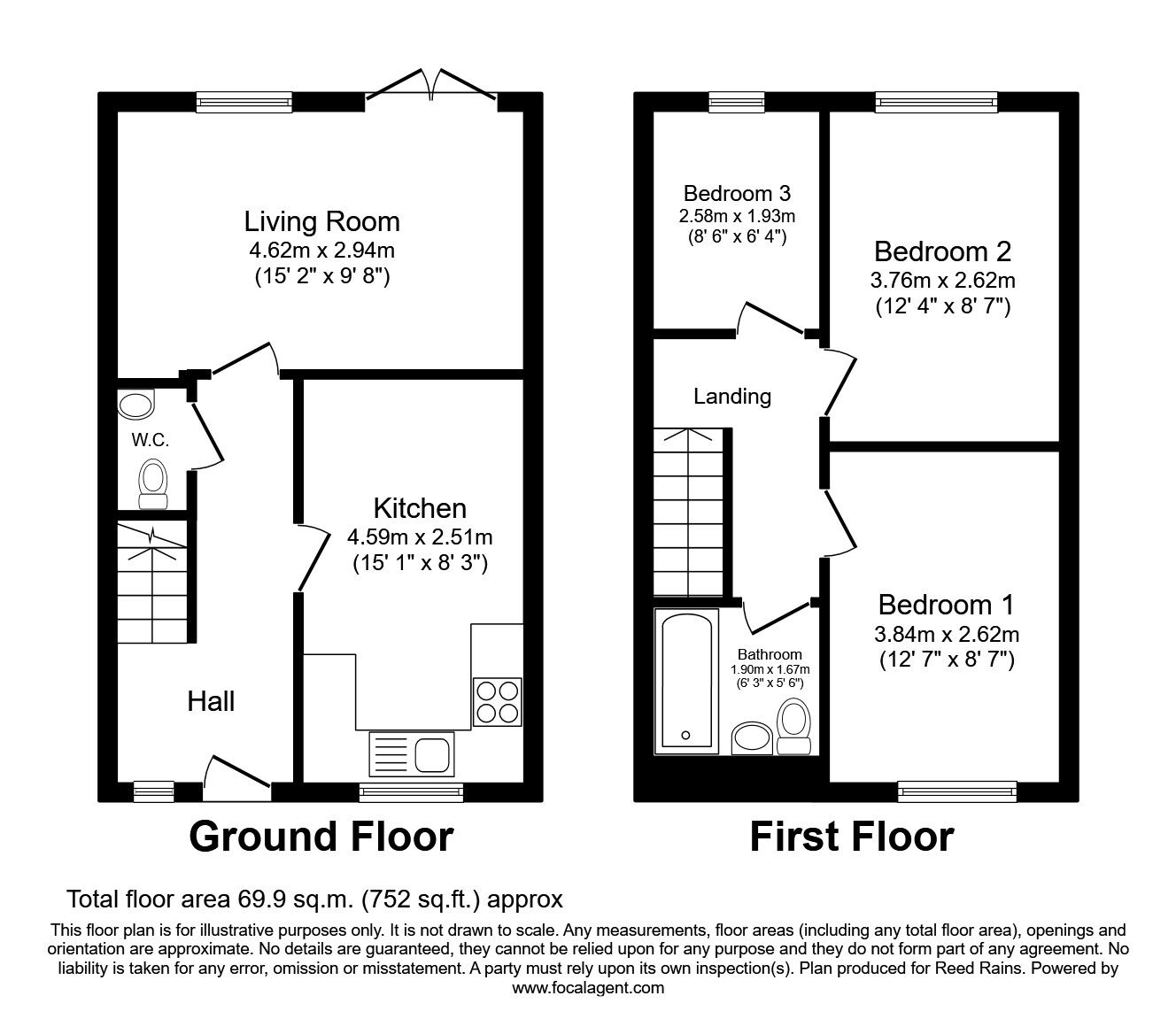 Floorplan of 3 bedroom Mid Terrace House to rent, Newbold Walk, Manchester, Greater Manchester, M15