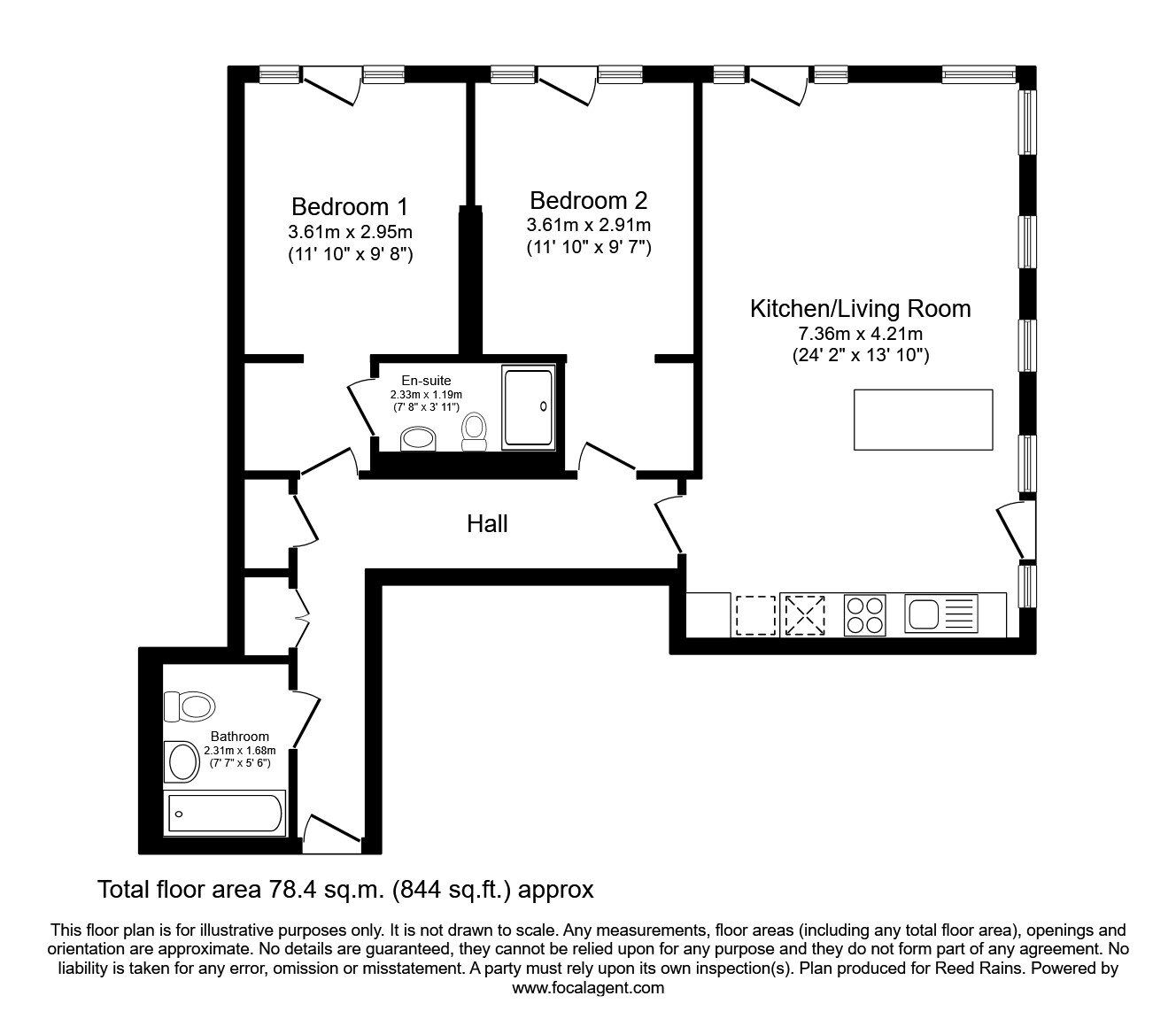 Floorplan of 2 bedroom  Flat to rent, Chester Road, Manchester, Greater Manchester, M15