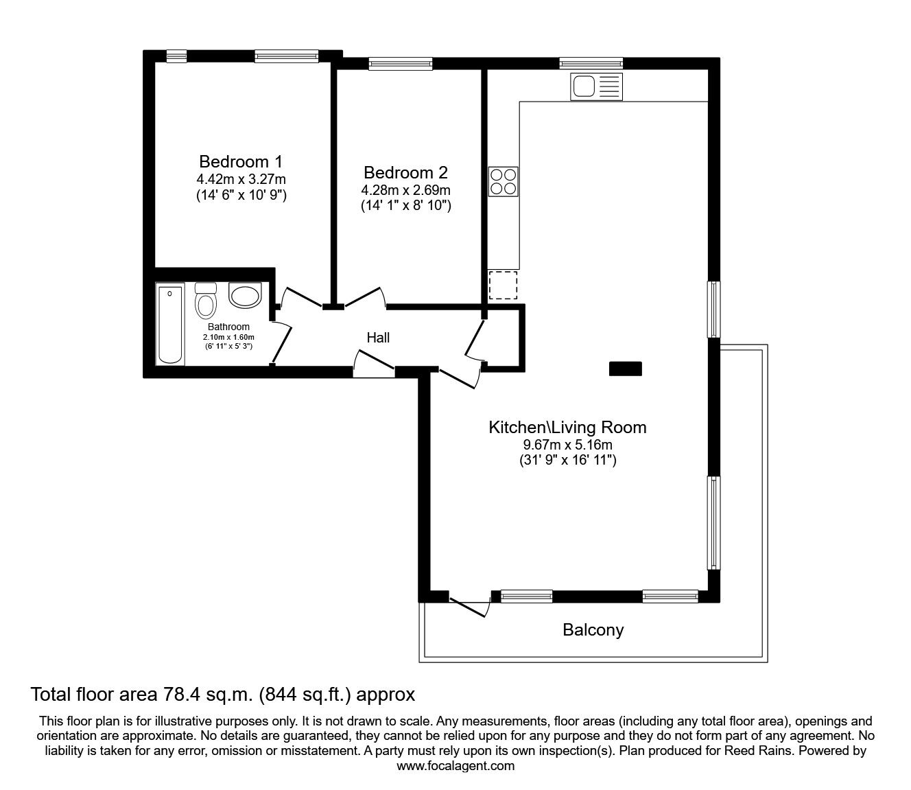 Floorplan of 2 bedroom  Flat to rent, High Street, Manchester, Greater Manchester, M4