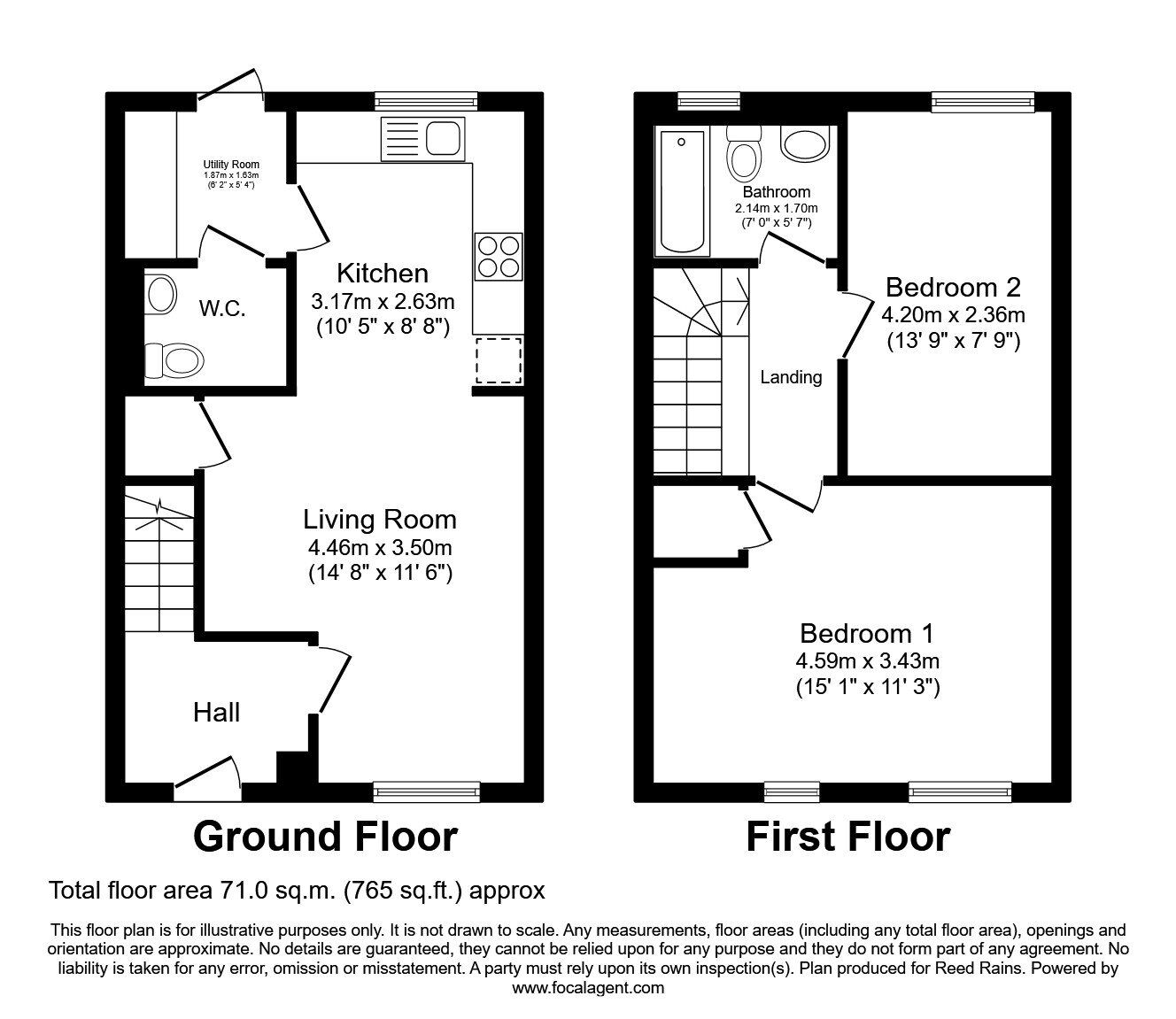 Floorplan of 2 bedroom Semi Detached House to rent, William Chadwick Close, Manchester, Greater Manchester, M40