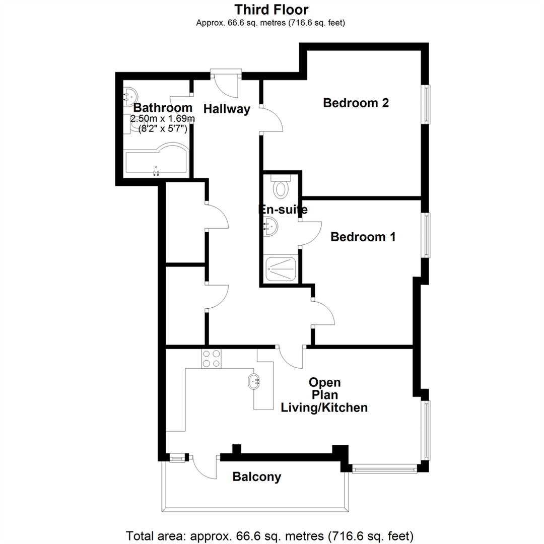 Floorplan of 2 bedroom  Flat to rent, Newton Street, Manchester, Greater Manchester, M1