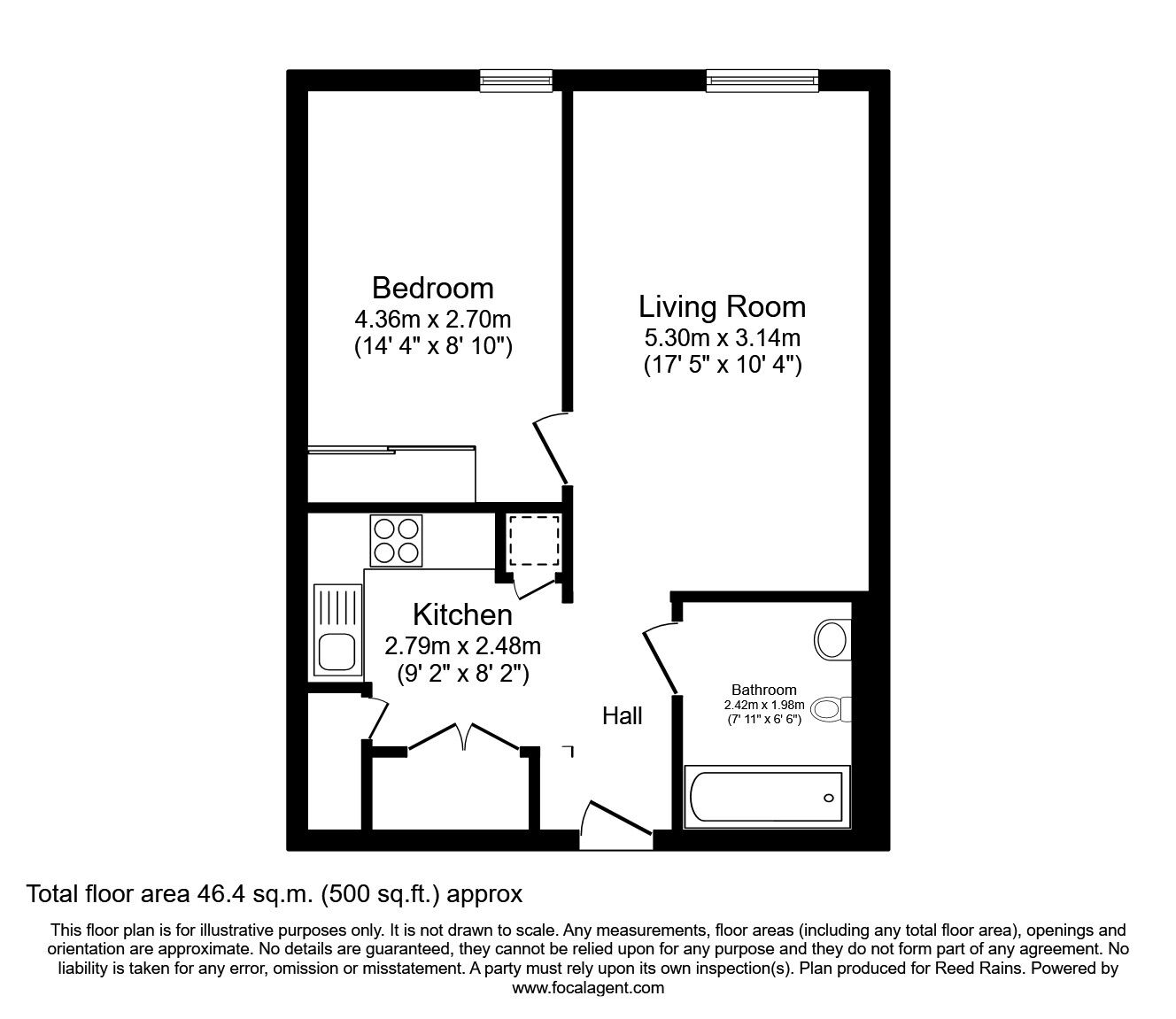 Floorplan of 1 bedroom  Flat to rent, New Kings Head Yard, Salford, Greater Manchester, M3