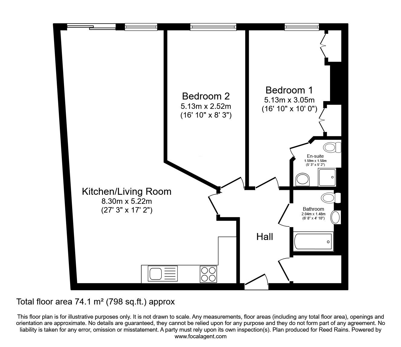 Floorplan of 2 bedroom  Flat to rent, Ludgate Hill, Manchester, Greater Manchester, M4