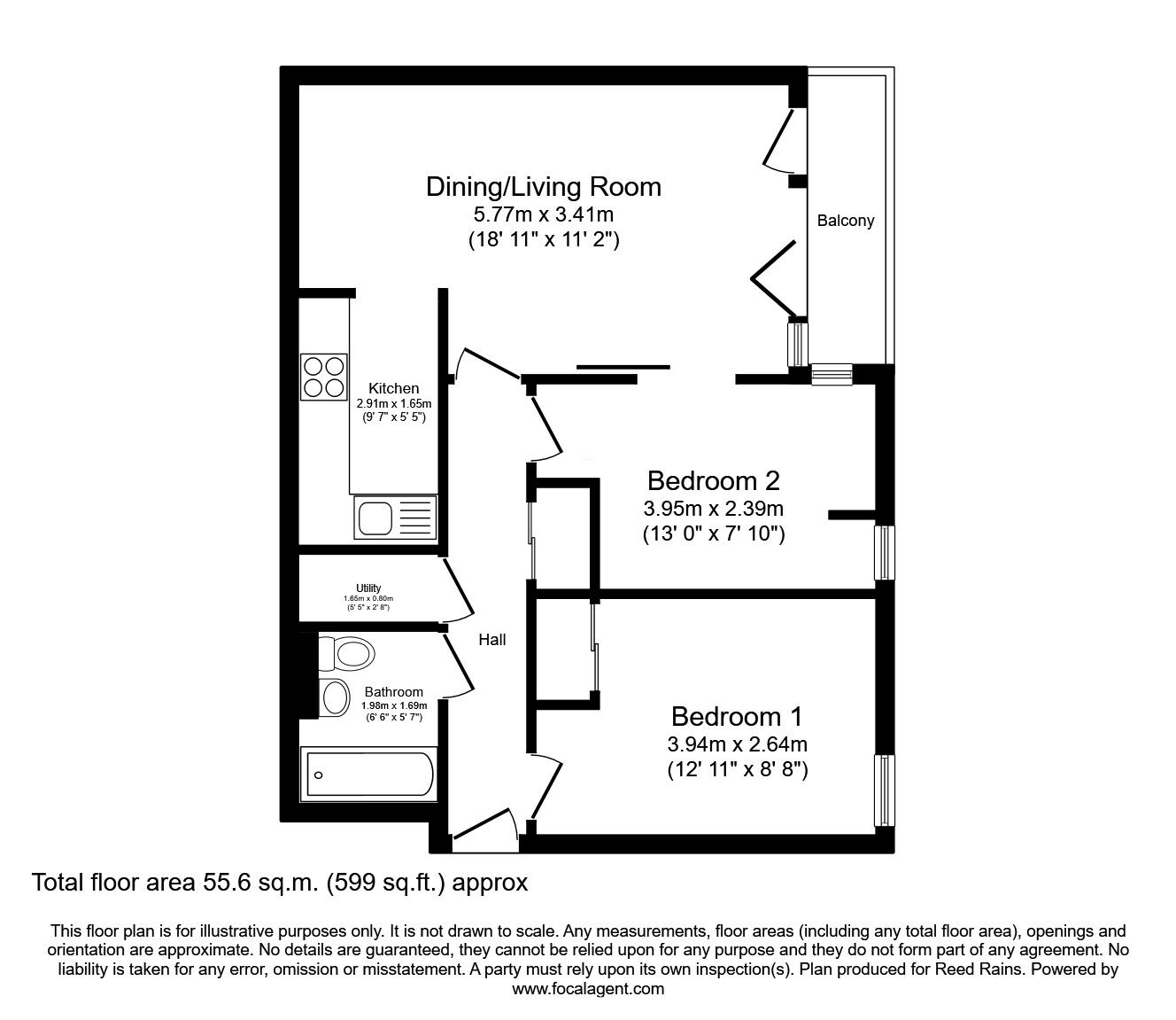 Floorplan of 2 bedroom  Flat to rent, Burton Place, Manchester, Greater Manchester, M15