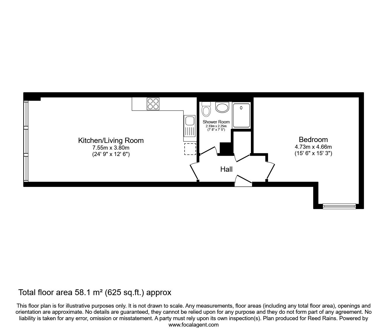 Floorplan of 1 bedroom  Flat to rent, Oldham Street, Manchester, Greater Manchester, M1