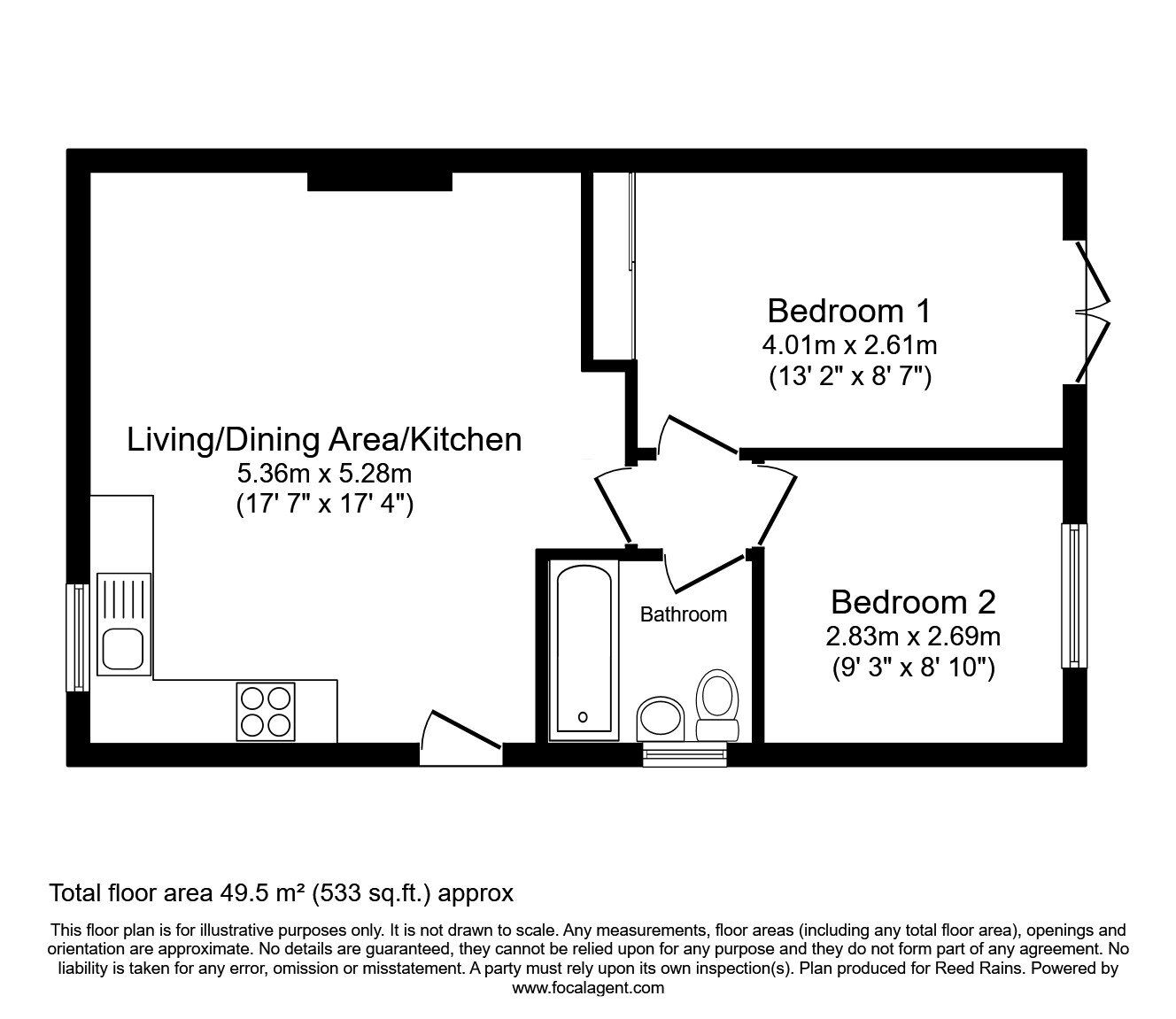 Floorplan of 2 bedroom Semi Detached Bungalow for sale, Hartwell Close, Manchester, M11