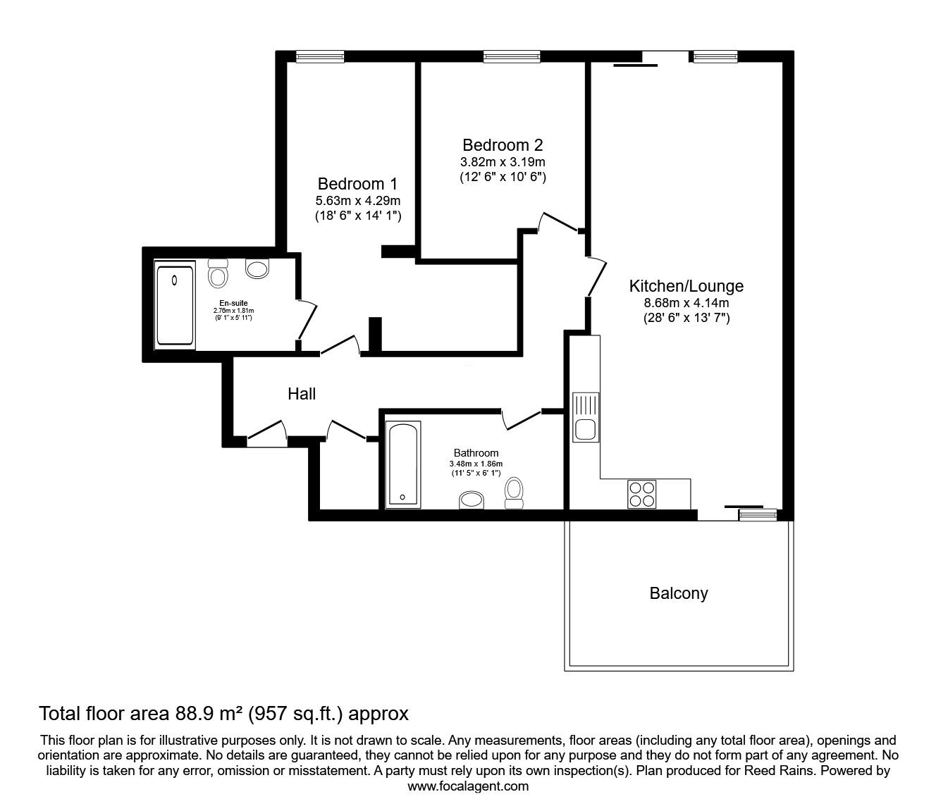 Floorplan of 2 bedroom  Flat to rent, Cambridge Street, Manchester, Greater Manchester, M1