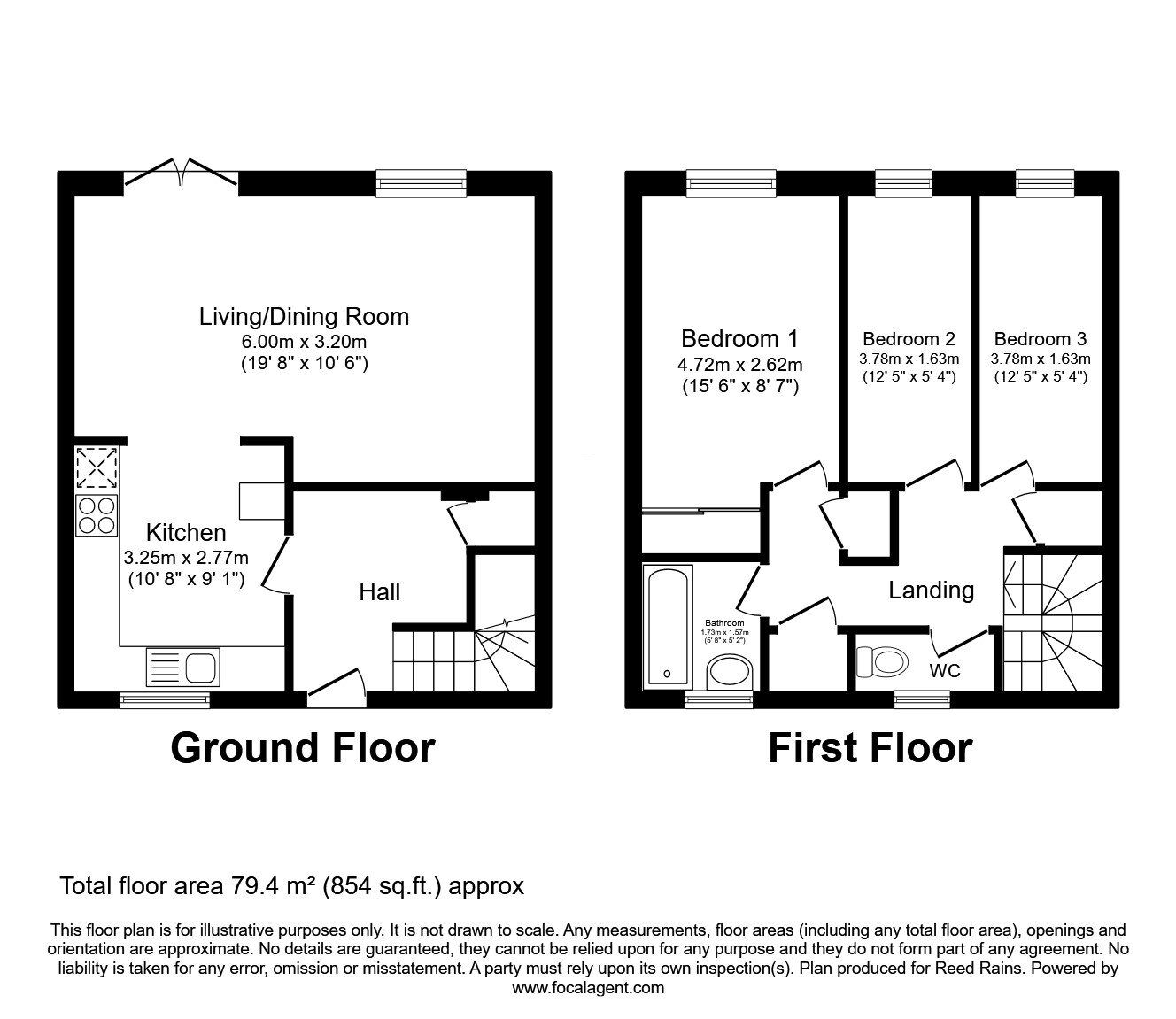 Floorplan of 3 bedroom Mid Terrace House for sale, Craven Avenue, Salford, M5