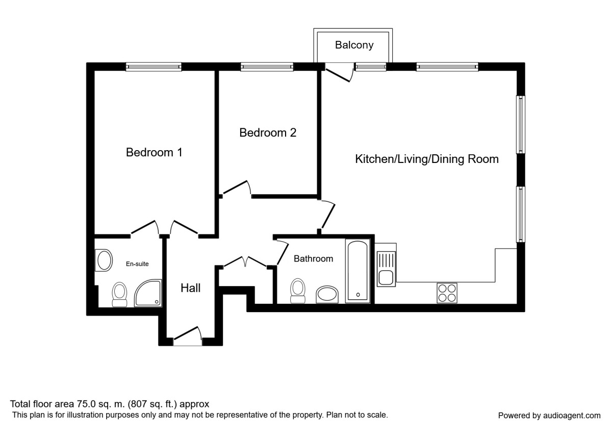 Floorplan of 2 bedroom  Flat for sale, Cambridge Street, Manchester, M1