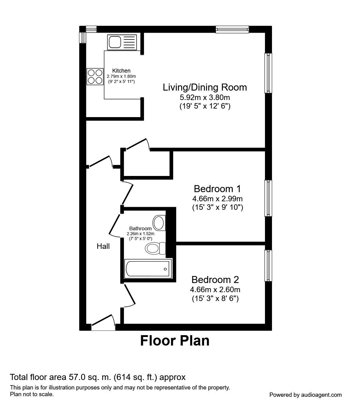 Floorplan of 2 bedroom  Flat for sale, Hollies Lane, Salford, Greater Manchester, M5