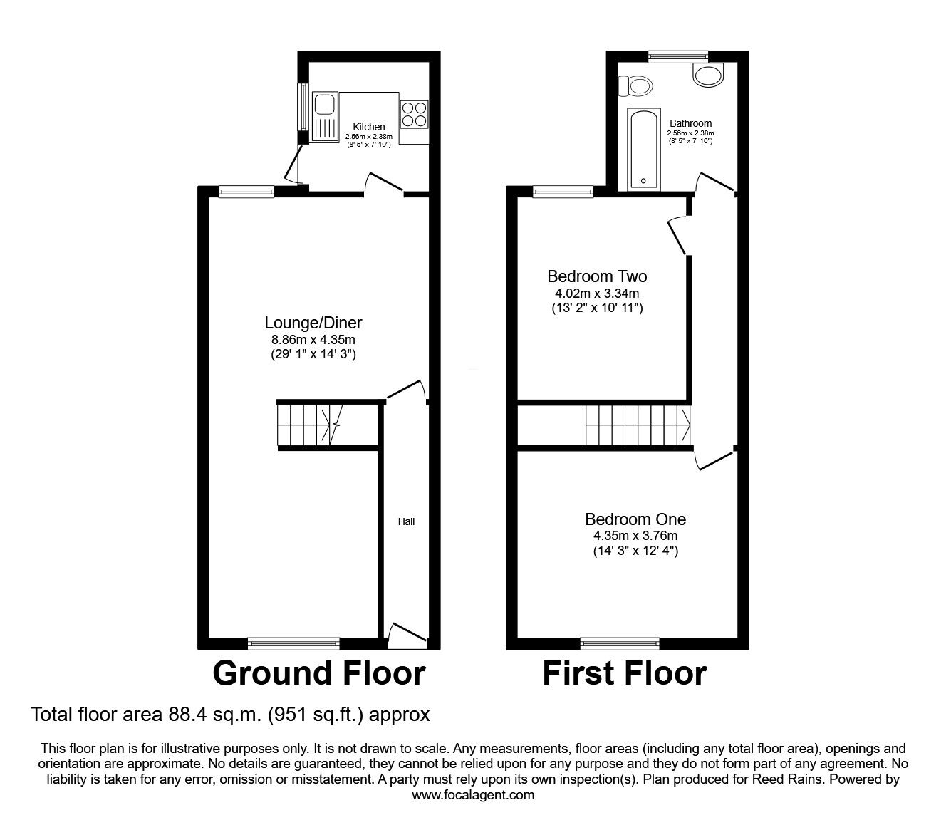 Floorplan of 2 bedroom Mid Terrace House for sale, Rossington Street, Manchester, Greater Manchester, M40