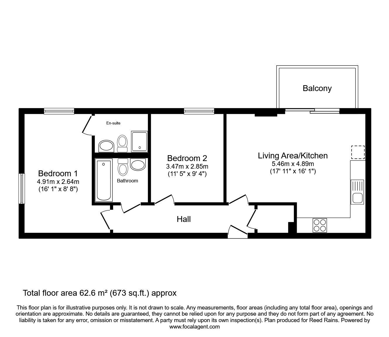 Floorplan of 2 bedroom  Flat for sale, Pink, Media City UK, Salford, M50