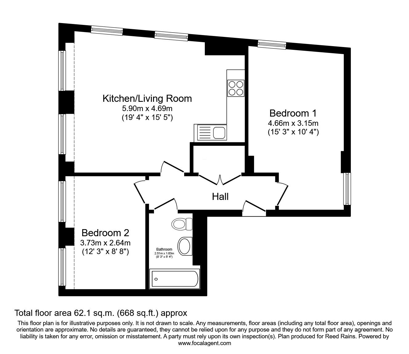 Floorplan of 2 bedroom  Flat to rent, Bridgewater Street, Manchester, Greater Manchester, M3