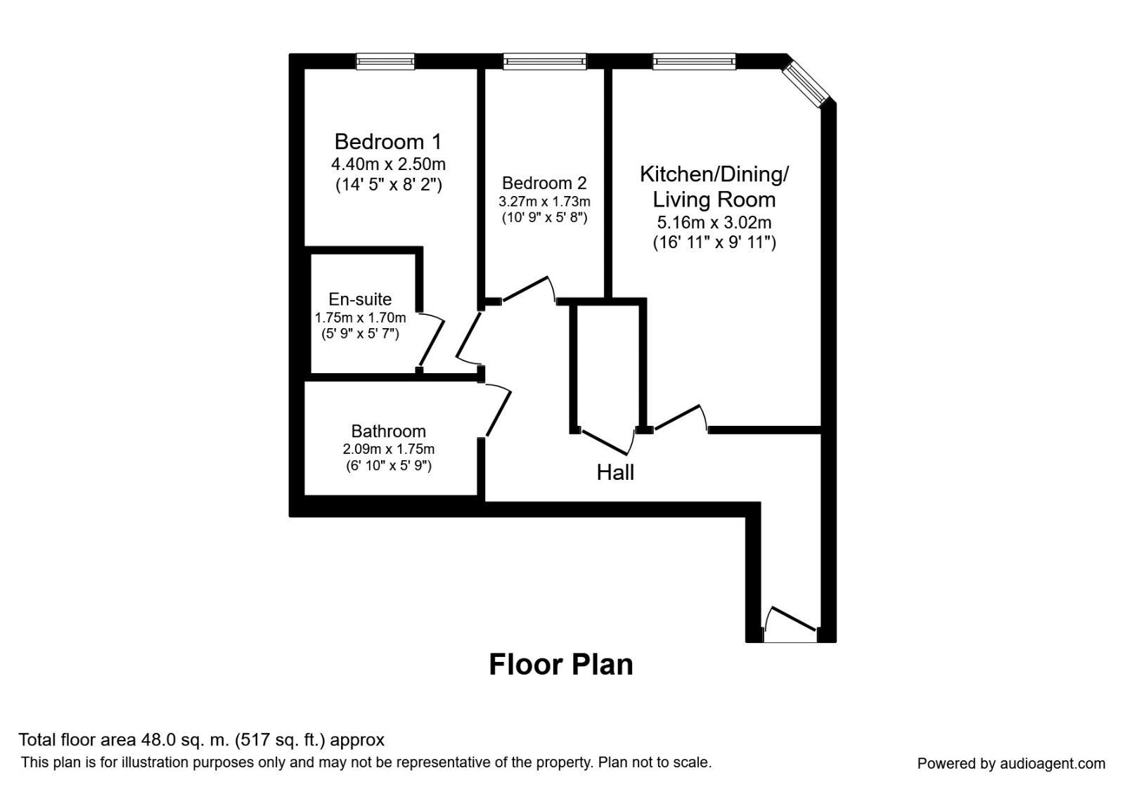 Floorplan of 2 bedroom  Flat for sale, Blue, Media City UK, Salford, M50