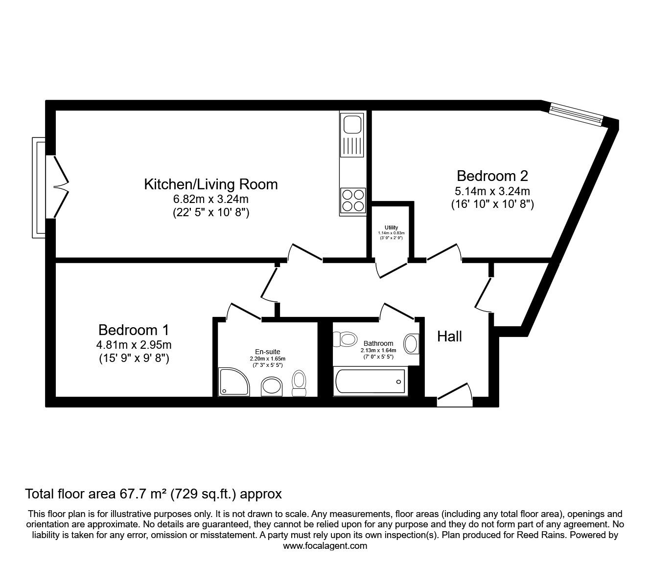 Floorplan of 2 bedroom  Flat to rent, Blackfriars Road, Salford, Greater Manchester, M3