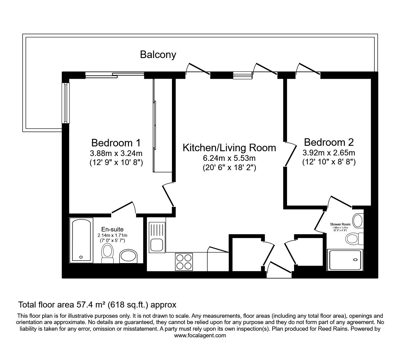 Floorplan of 2 bedroom  Flat to rent, Blackfriars Road, Salford, Greater Manchester, M3