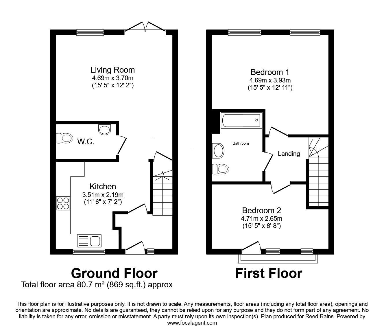 Floorplan of 2 bedroom Mid Terrace House for sale, Plymouth View, Manchester, M13