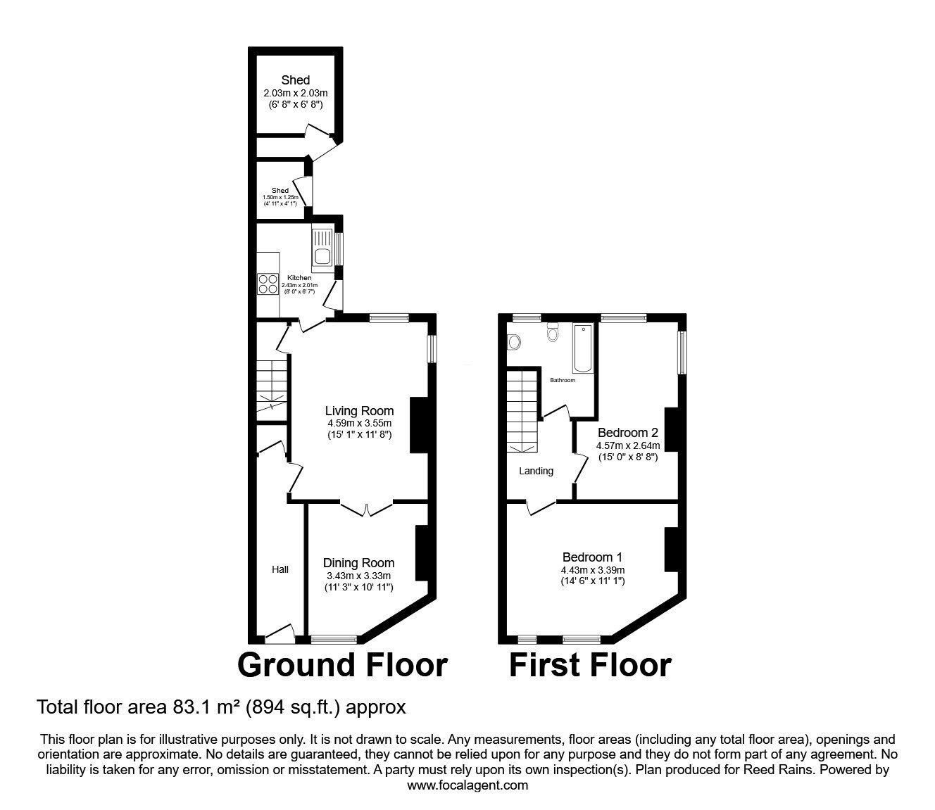 Floorplan of 2 bedroom End Terrace House for sale, Kenwyn Street, Manchester, M40