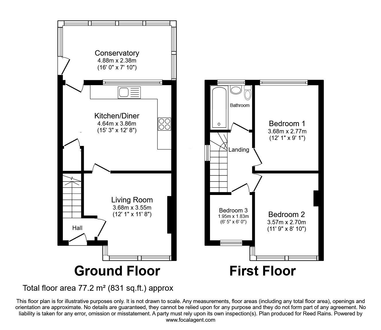 Floorplan of 3 bedroom End Terrace House for sale, Glenmore Drive, Manchester, M8