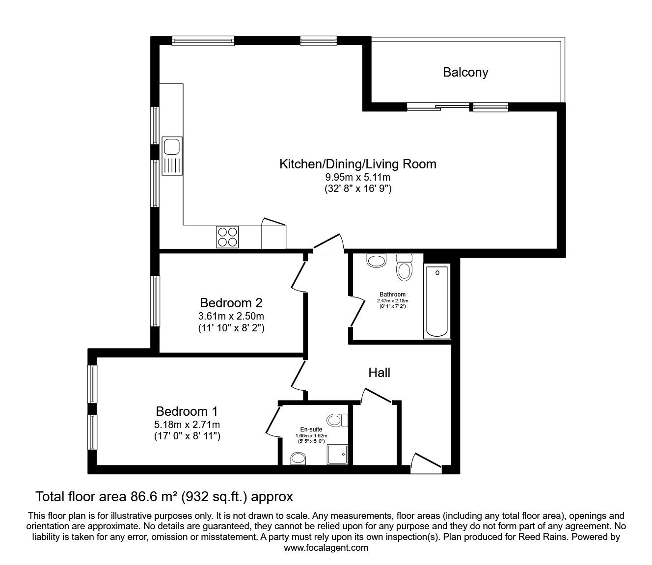 Floorplan of 2 bedroom  Flat to rent, Ashton Old Road, Manchester, Greater Manchester, M11