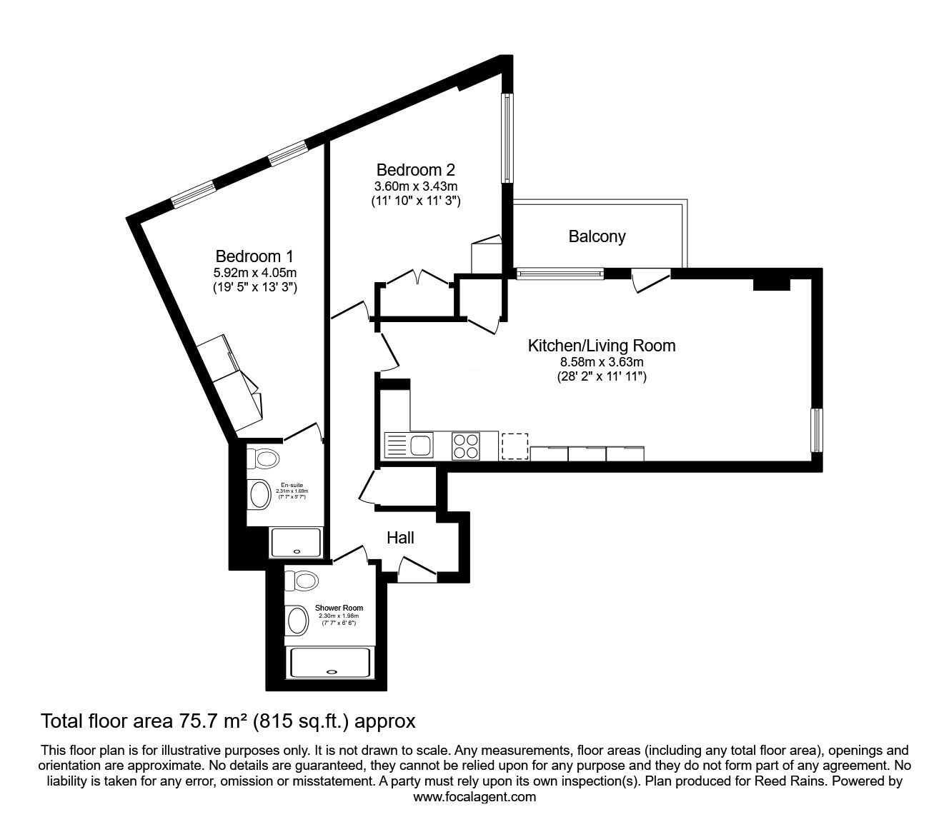 Floorplan of 2 bedroom  Flat to rent, Mirabel Street, Manchester, Greater Manchester, M3