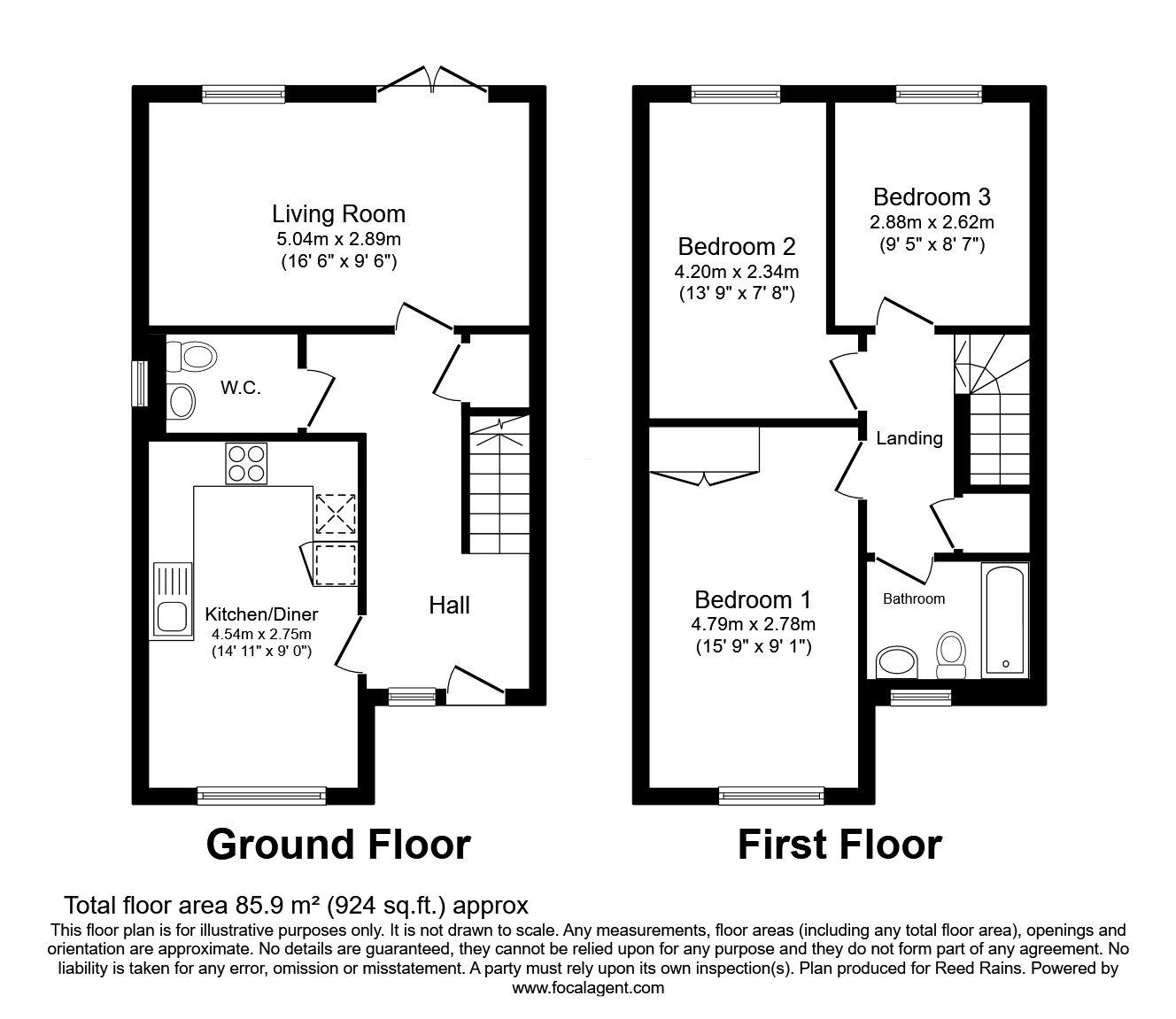 Floorplan of 3 bedroom End Terrace House for sale, Woodward Street, Manchester, M4