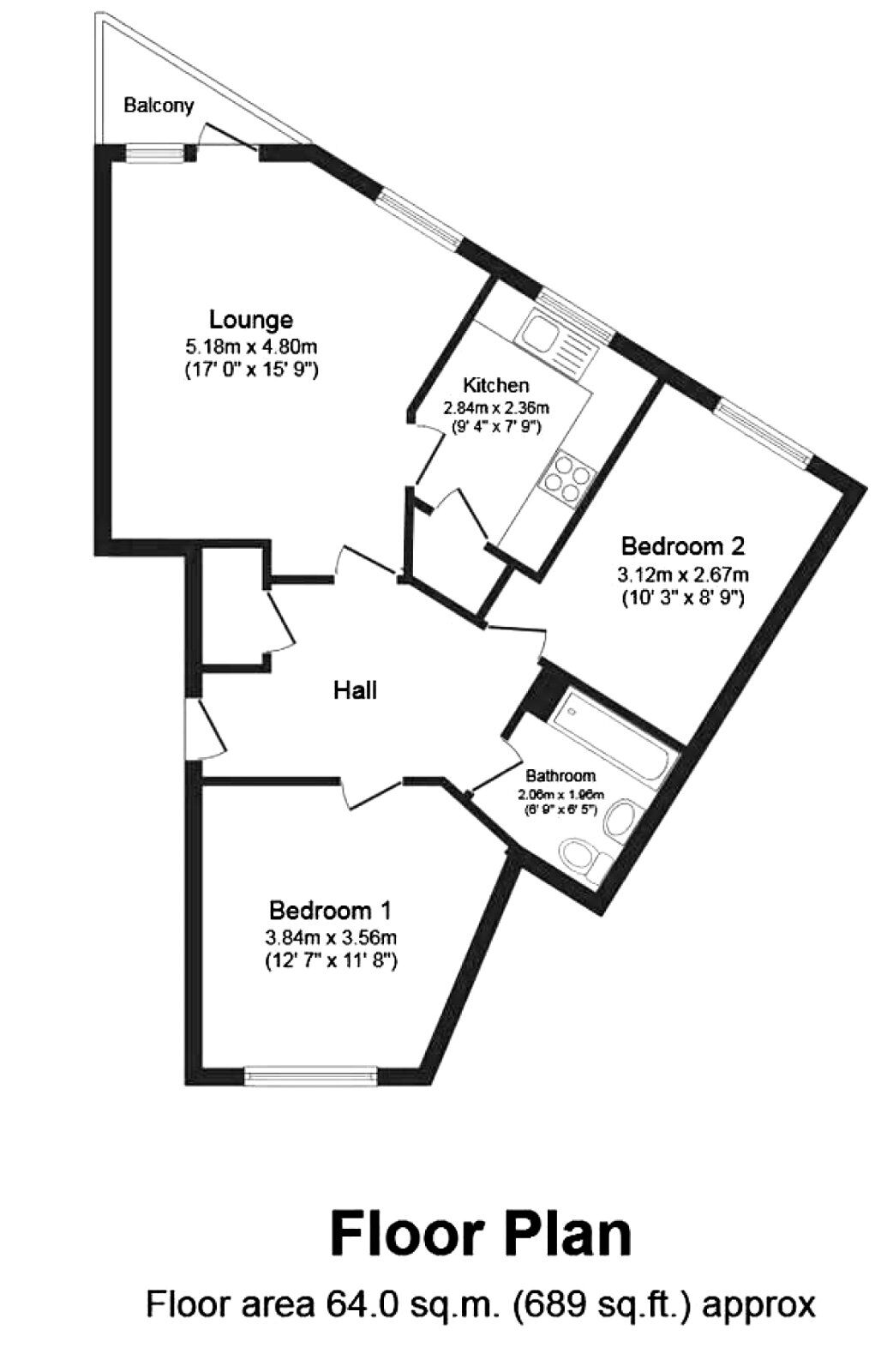 Floorplan of 2 bedroom  Flat to rent, Great Bridgewater Street, Manchester, Greater Manchester, M1