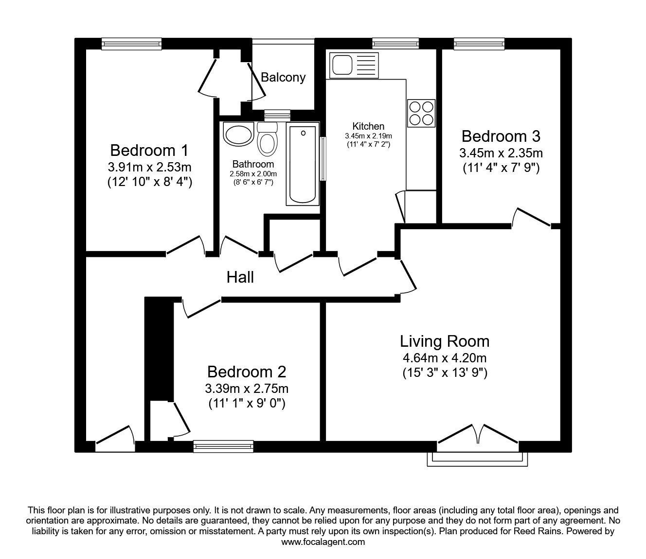 Floorplan of 2 bedroom  Flat to rent, Loxford Court, Manchester, Greater Manchester, M15