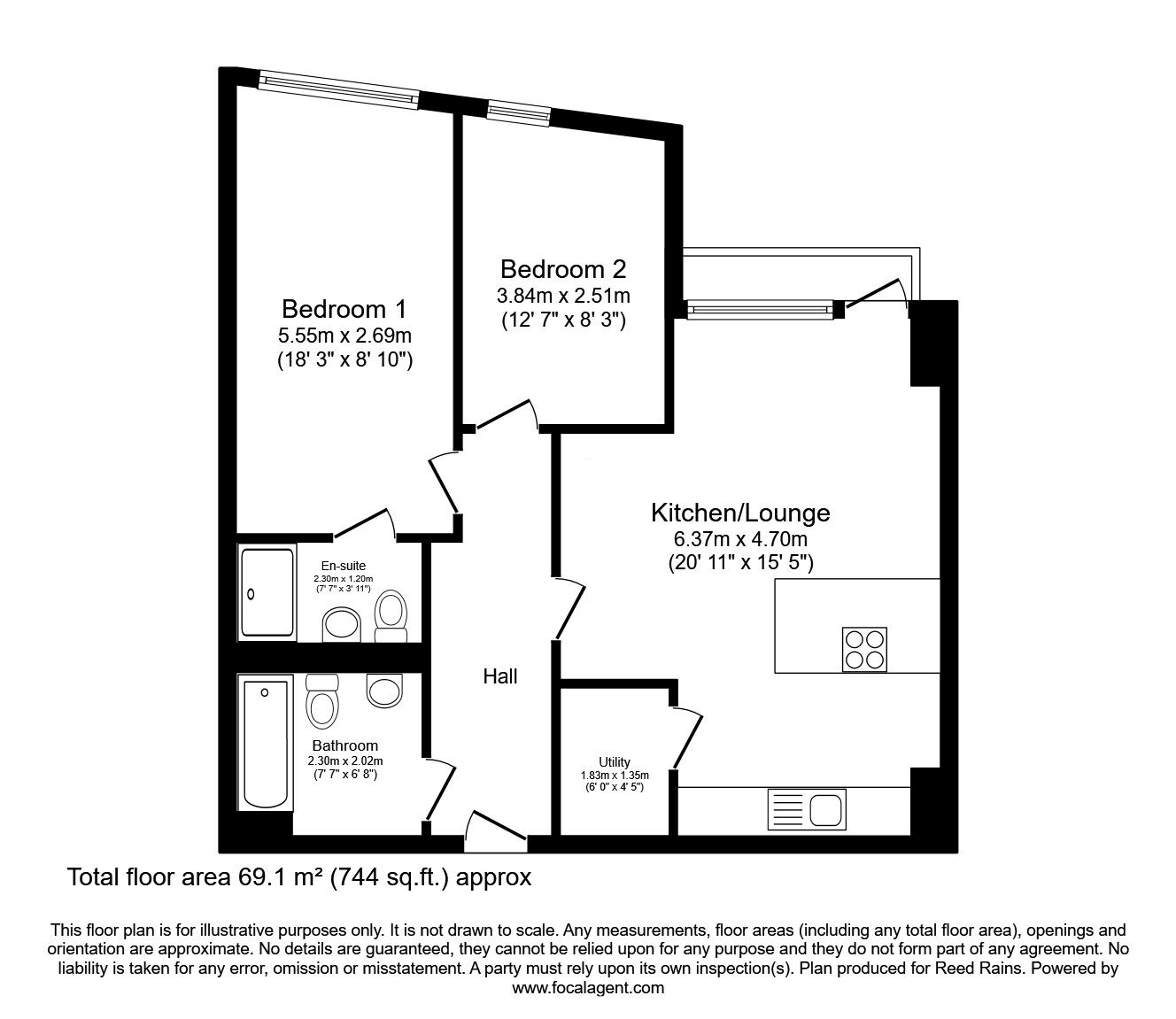 Floorplan of 2 bedroom  Flat to rent, William Fairburn Way, Manchester, Greater Manchester, M4