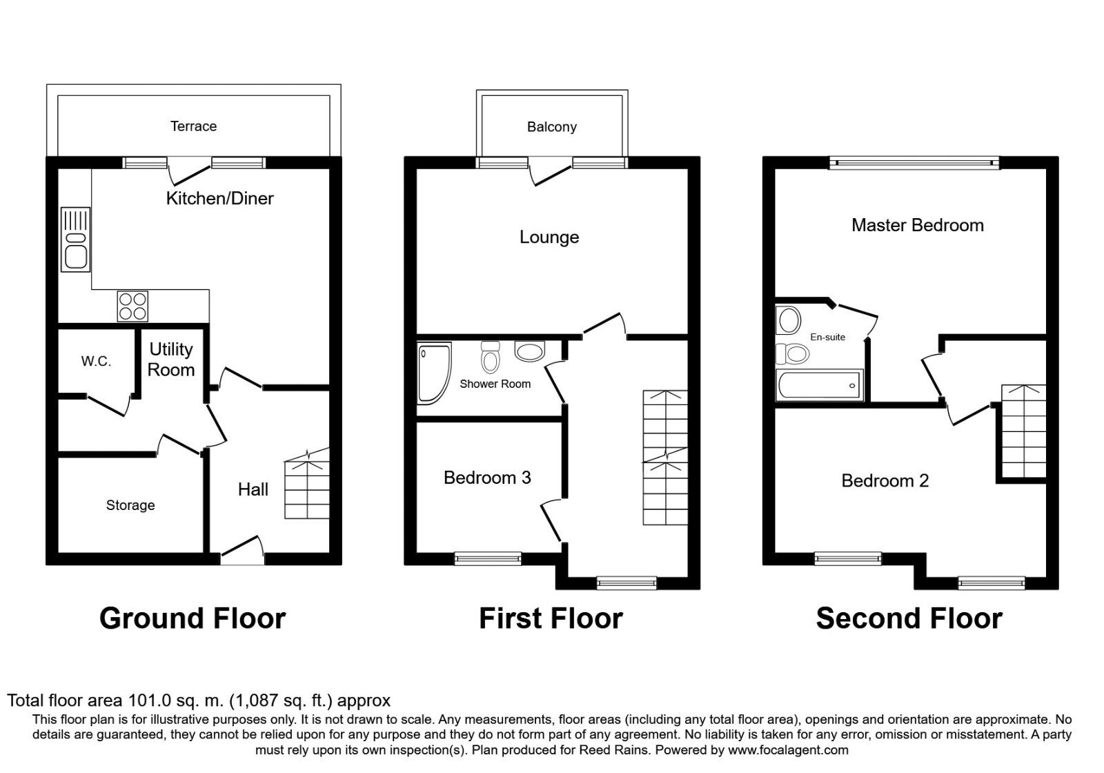 Floorplan of 3 bedroom Mid Terrace House for sale, William Jessop Court, Manchester, M1