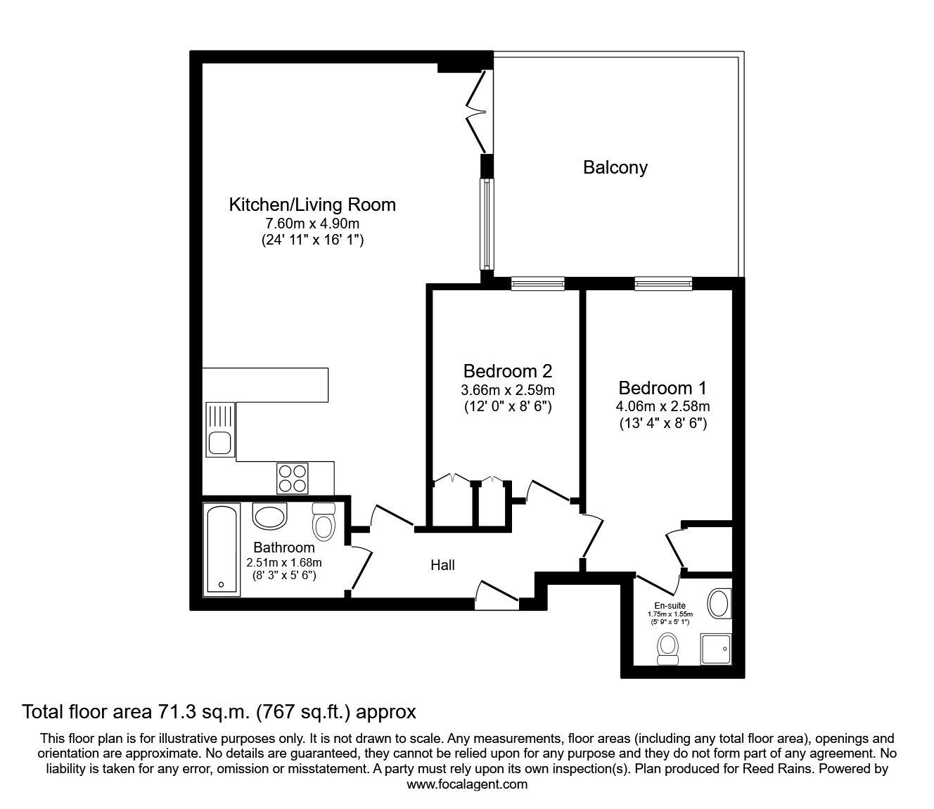 Floorplan of 2 bedroom  Flat to rent, Collier Street, Manchester, Greater Manchester, M3