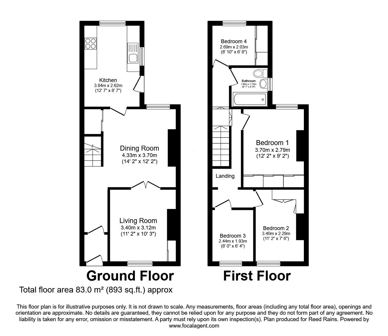 Floorplan of 4 bedroom Mid Terrace House to rent, Lila Street, Manchester, Greater Manchester, M9