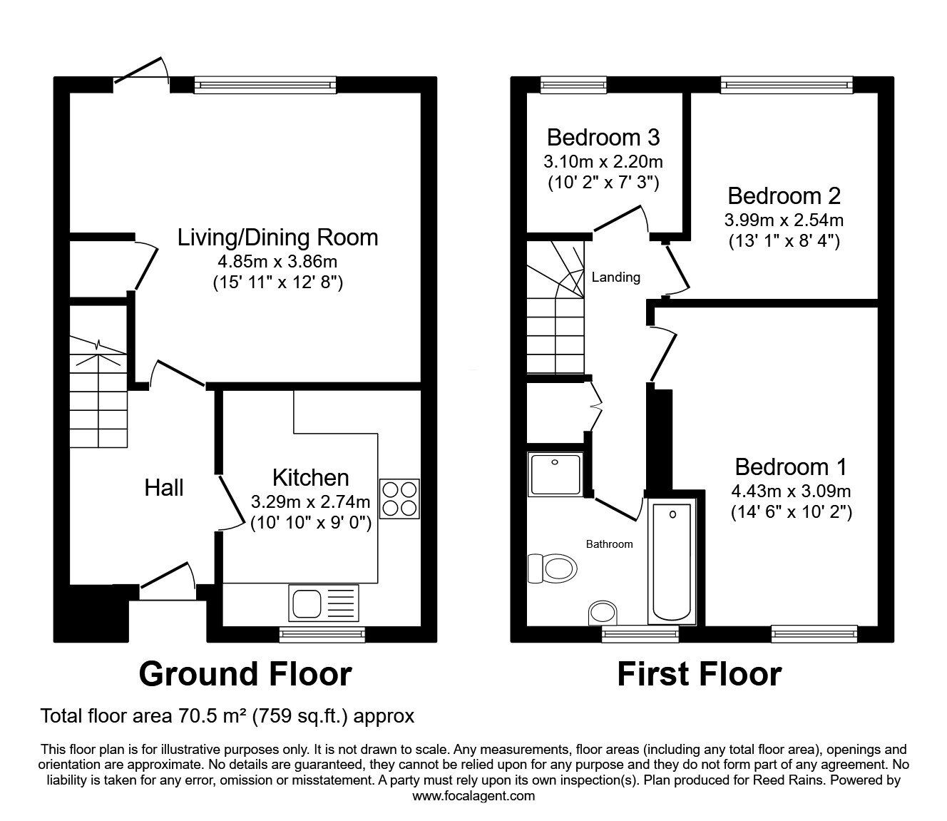 Floorplan of 3 bedroom Mid Terrace House for sale, Tavery Close, Manchester, M4