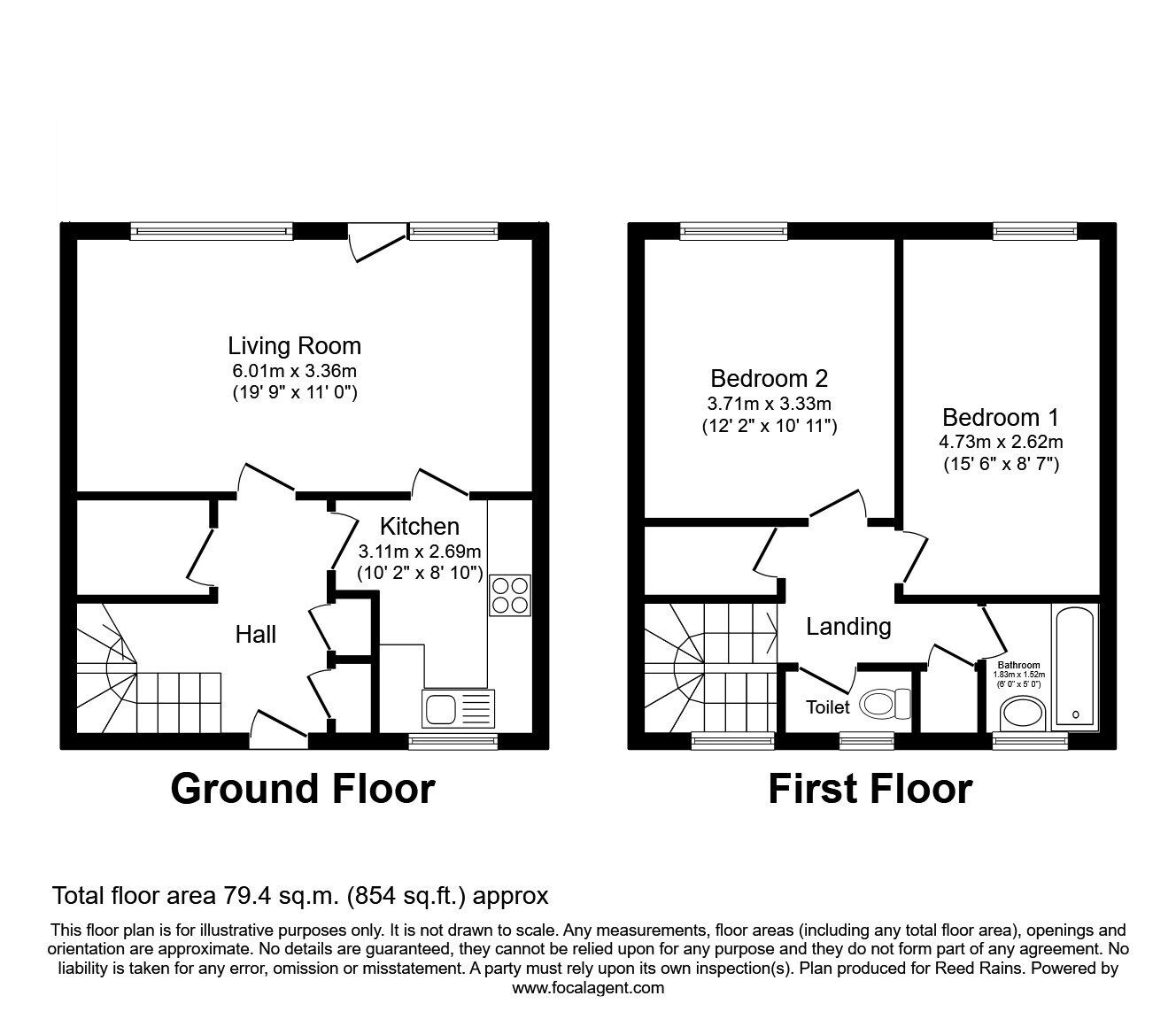 Floorplan of 2 bedroom Mid Terrace House for sale, Beamish Close, Manchester, M13