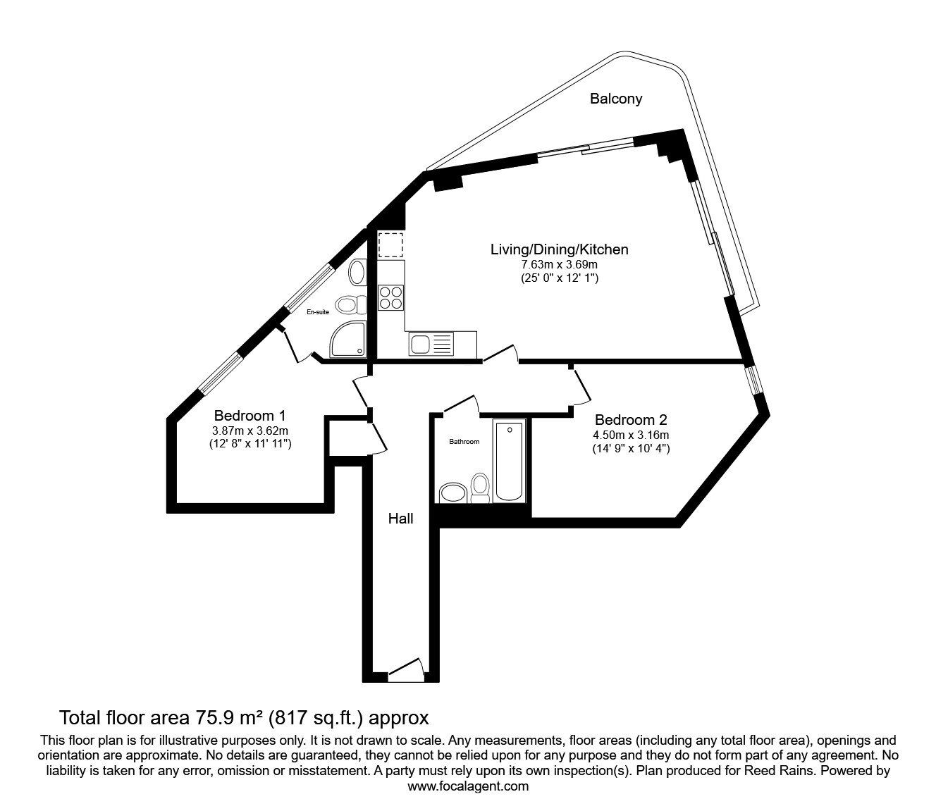 Floorplan of 2 bedroom  Flat for sale, Blue, Media City UK, Salford, M50