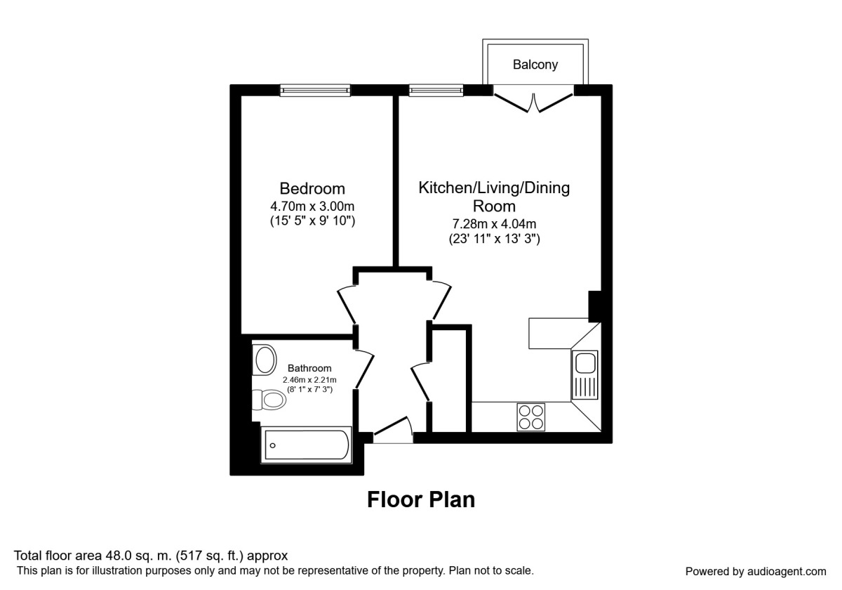 Floorplan of 1 bedroom  Flat for sale, New Century Park, Manchester, M4