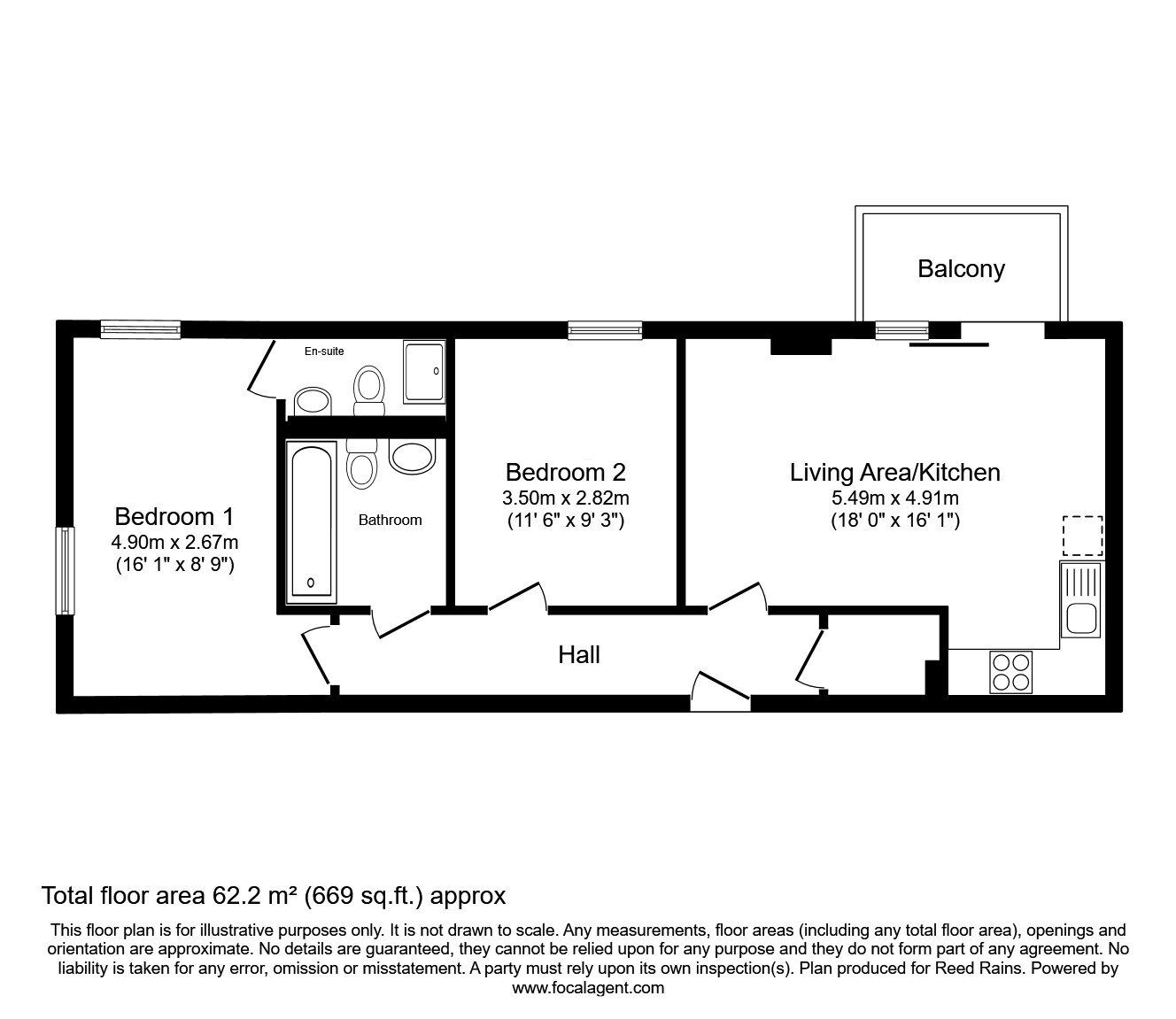 Floorplan of 2 bedroom  Flat for sale, Pink, Media City UK, Salford, M50