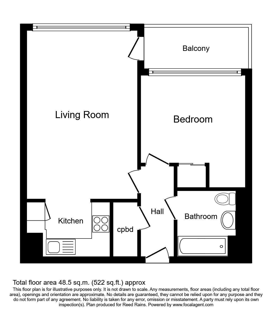 Floorplan of 1 bedroom  Flat for sale, The Quays, Salford, M50