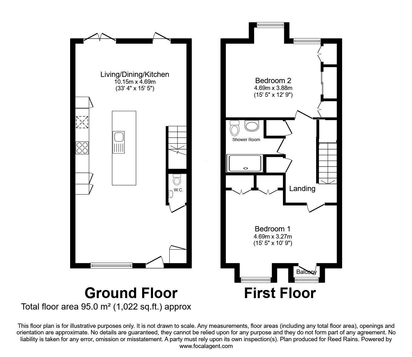 Floorplan of 2 bedroom Mid Terrace House for sale, Springfield Lane, Salford, M3