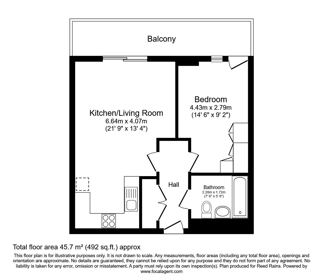 Floorplan of 1 bedroom  Flat to rent, Kelso Place, Manchester, Greater Manchester, M15