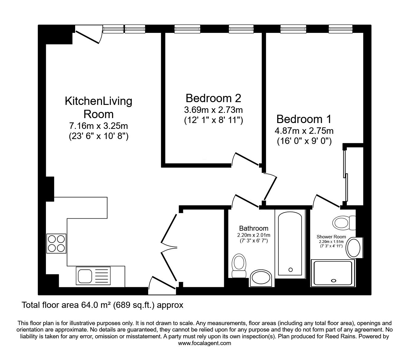 Floorplan of 2 bedroom  Flat to rent, Stanley Street, Salford, Greater Manchester, M3