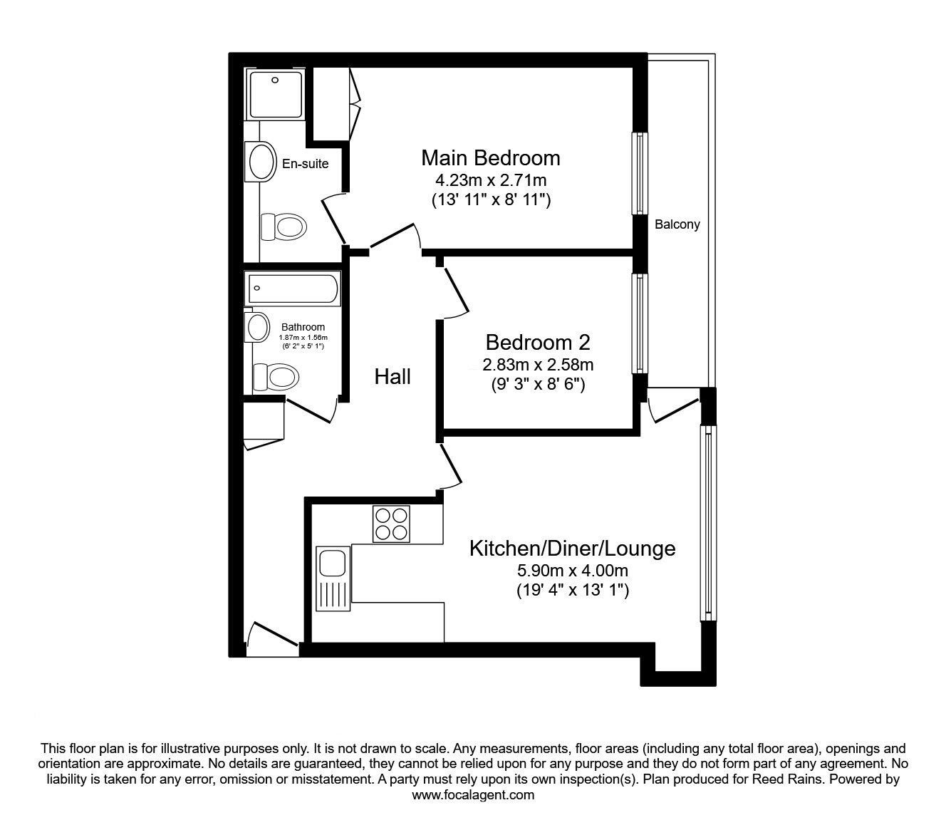 Floorplan of 2 bedroom  Flat to rent, City Road East, Manchester, Greater Manchester, M15