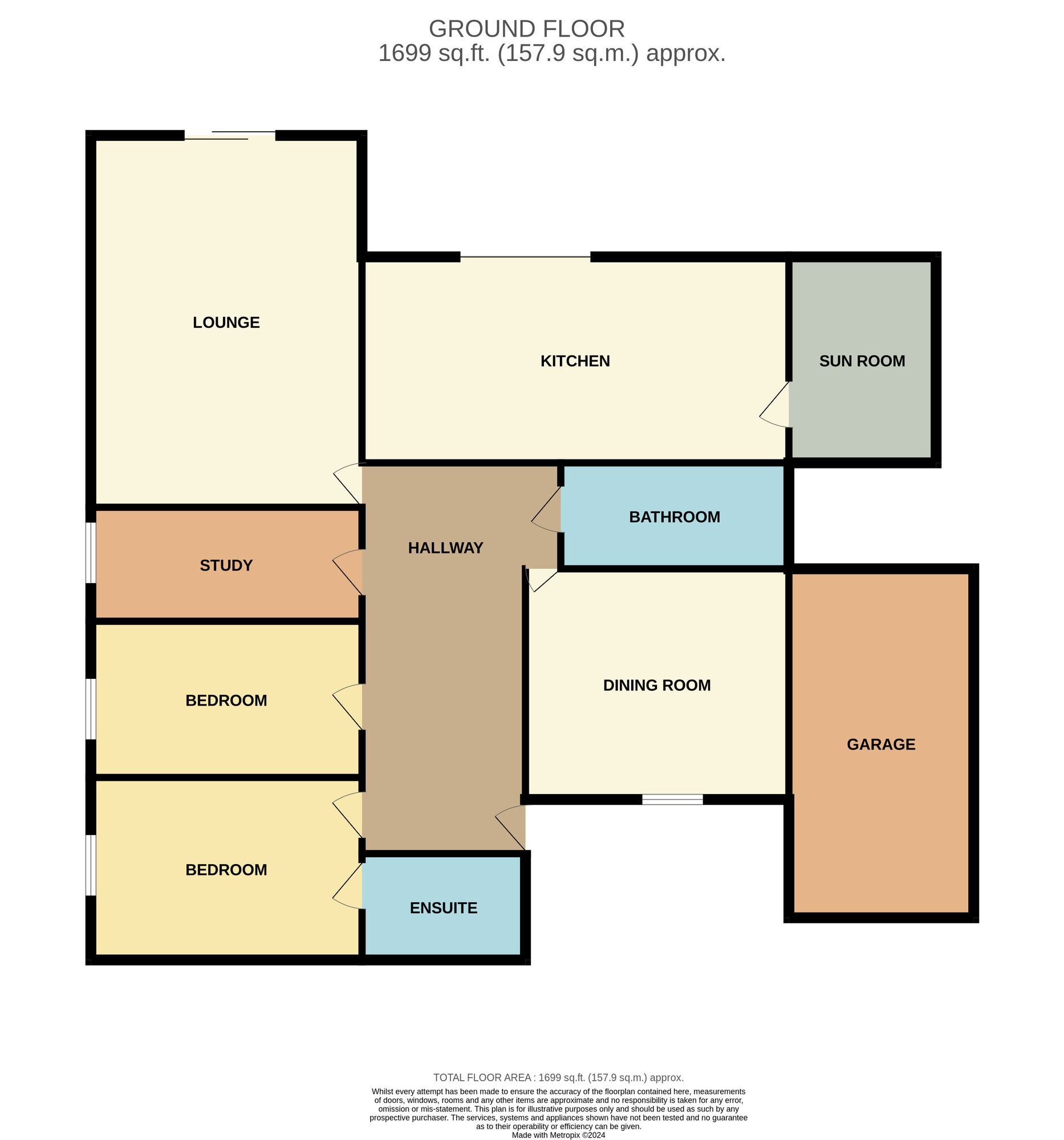 Floorplan of 3 bedroom Detached Bungalow for sale, Ormesby Bank, Ormesby, Middlesbrough, TS7